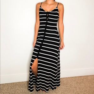 Stripe button down maxi dress!